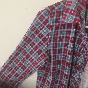 light blue and red flannel